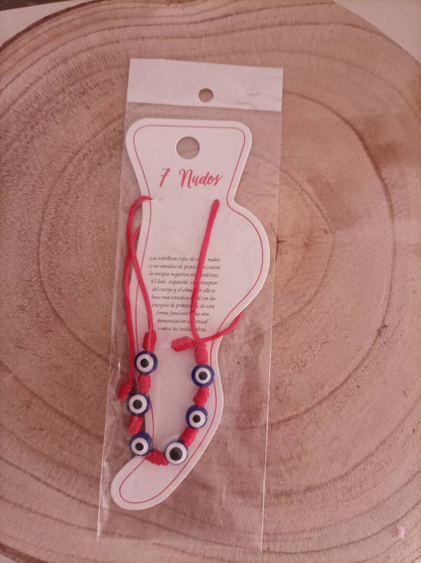 Tobillera 7 nudos y ojo turco
