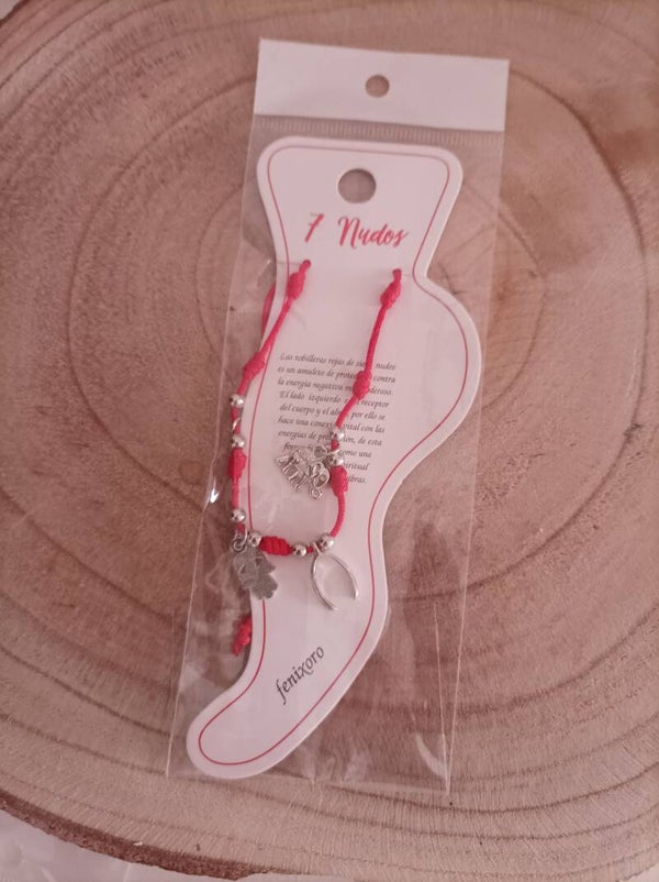 Tobillera 7 nudos y amuletos