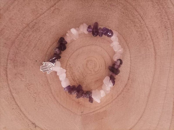 Pulsera CUARZO ROSA Y AMATISTA