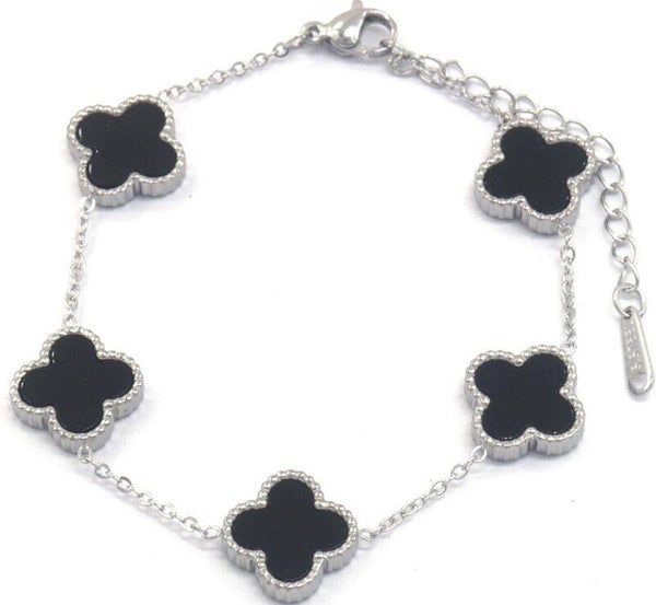 Armband zilver klavers