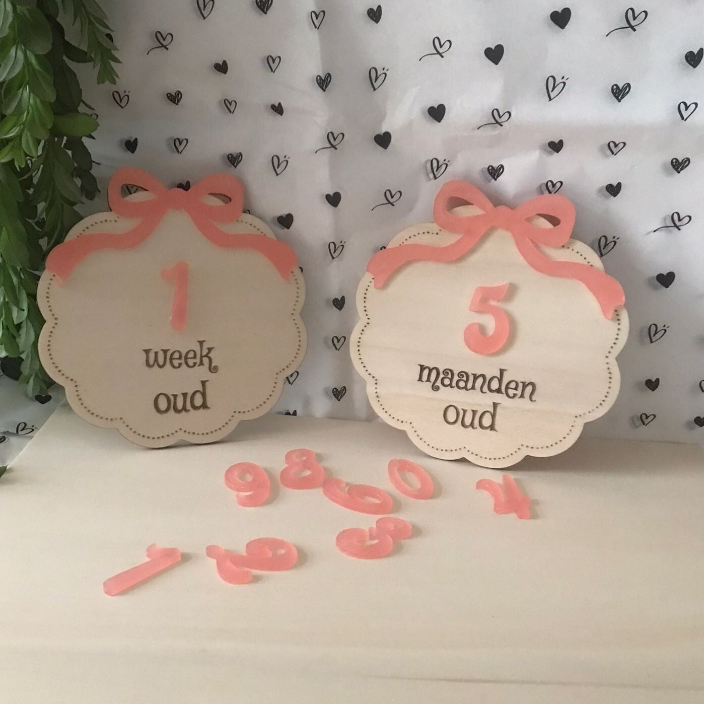 Mijlpaalkaartjes van hout