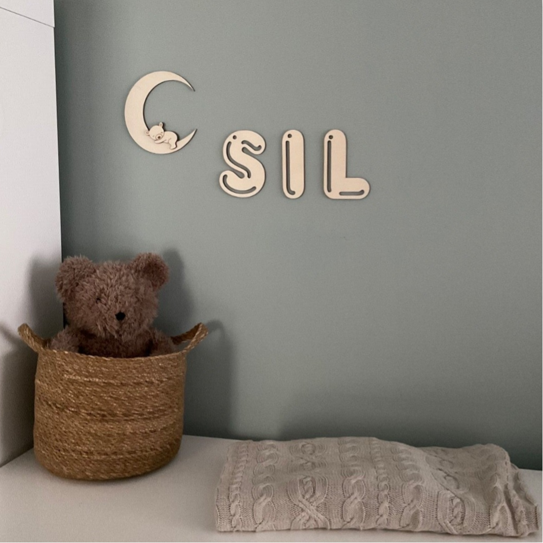 Houten figuur maan met beer