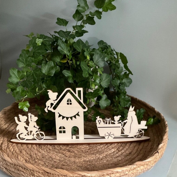 Sint straatje met bakfiets op standaard