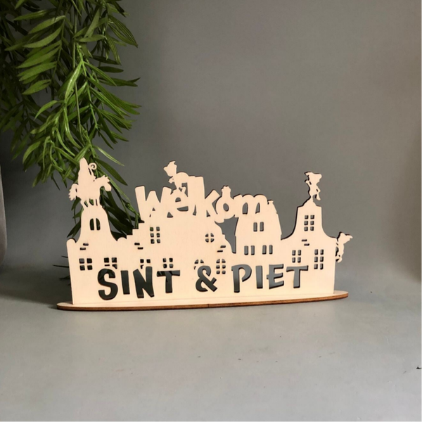 Houten Huisjes op Standaard Welkom Sint & Piet