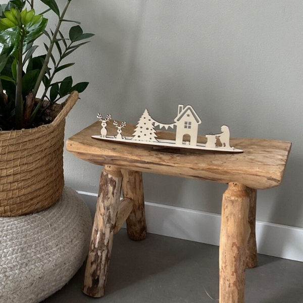 Kerststraatje huisje met slinger