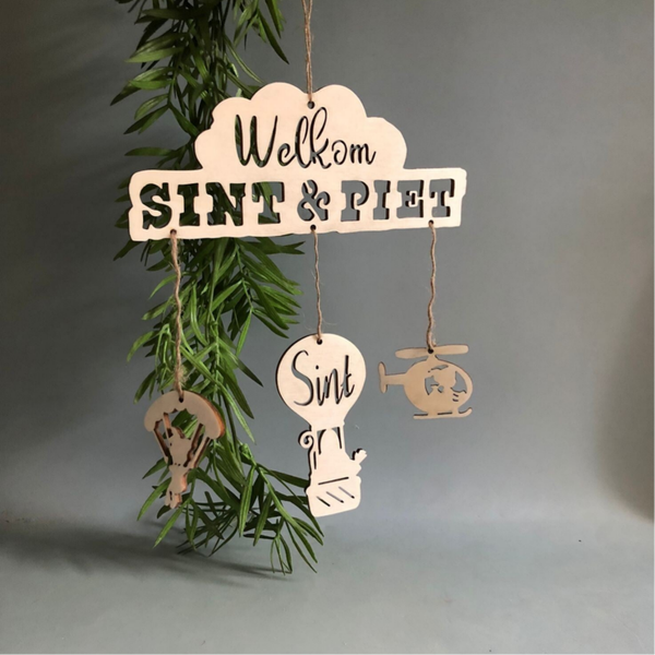 Houten Hanger Welkom Sint & Piet