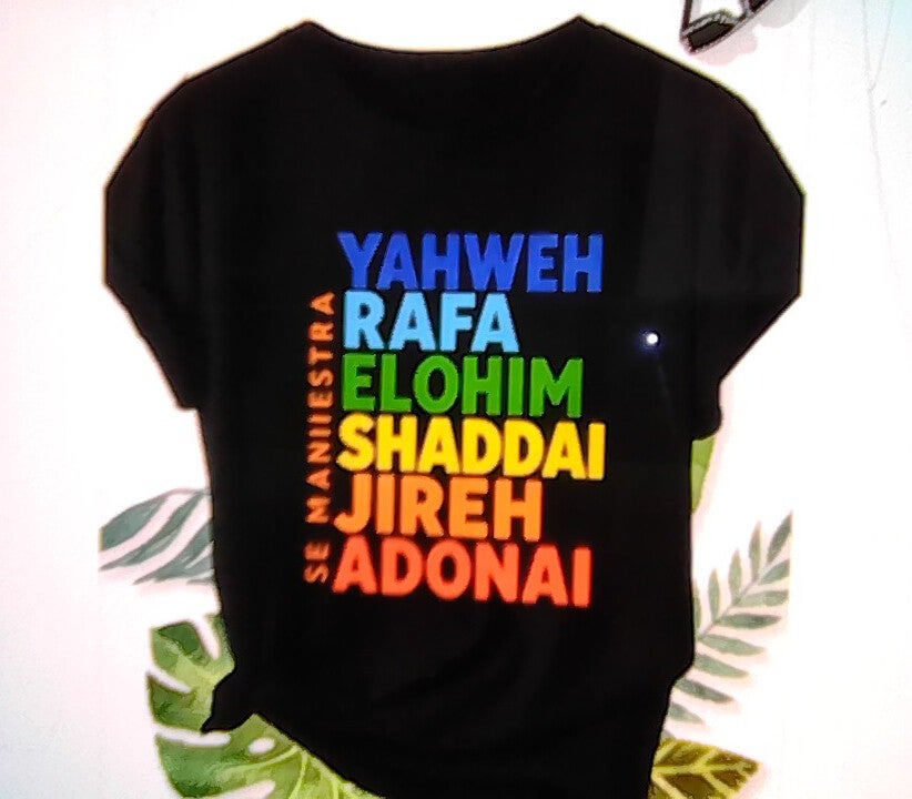 black multi-color names of god