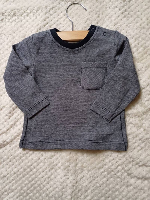 Shirt lange mouw grijst/streep van biologisch katoen