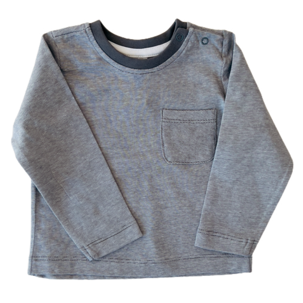 Shirt lange mouw grijs/streep van biologisch katoen