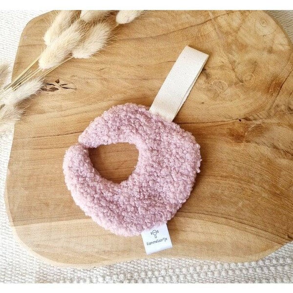 Speenkoord Knuffeldoekje Teddystof Maan - roze