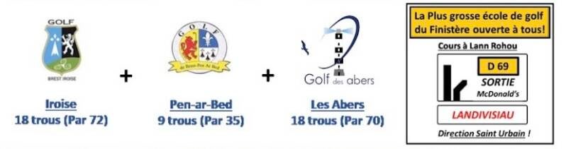 Golf pays de Morlaix & Roscoff en illimité  ≠ offres sur ≠ golfs à 30 min. > 3 grands golfs en illimité à partir de 26€/mois/adulte (63 Trous) /ou golf Plouescat(9T)  Par Thomas & François, enseignants indépendants des pays de Morlaix