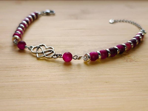 Fuchsie-Tigerauge-Steine Armband