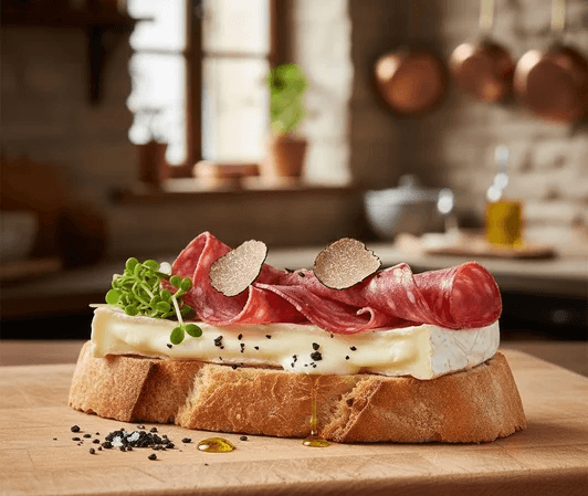 Brie et Truffe – med salami, tryffel & broccoligroddar odlade på fröer från HCT Seeds