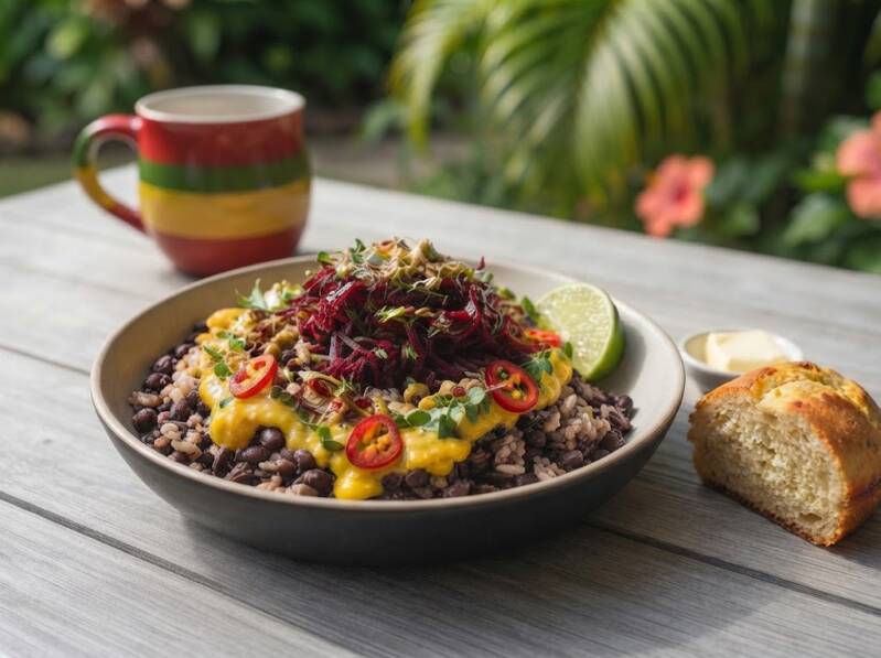 Caribbean Zest Bowl med oreganoskott och basilikaskott