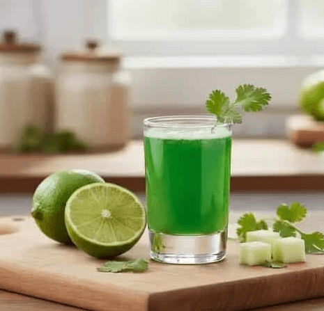 Fräsch smoothie gjord på vetegrässkott - fröerna från HCT Seeds