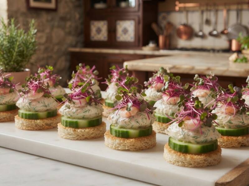 Eleganta räksnittar – med peppriga rädisa China Rose-skott