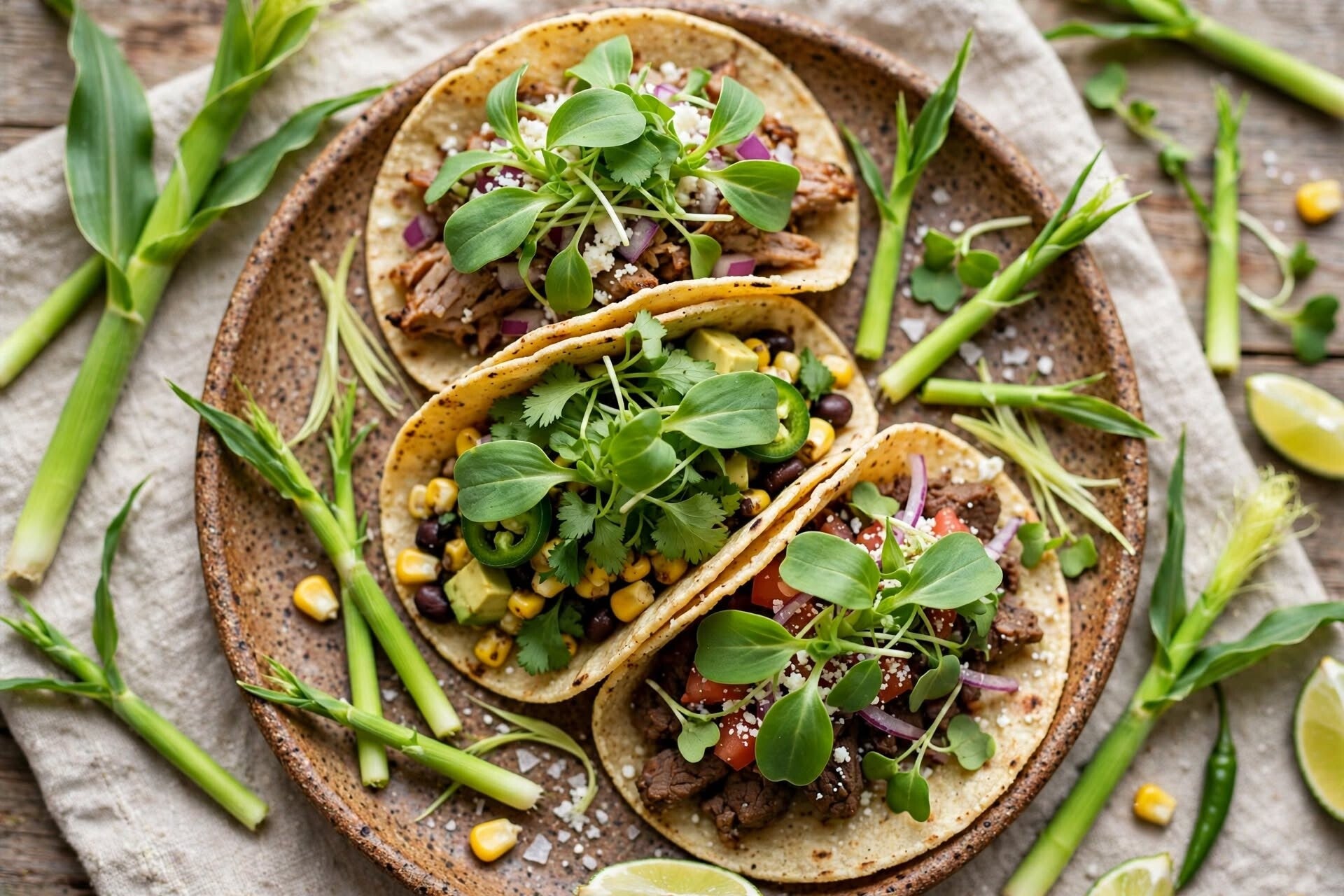 Tacos med majsskott mikrogrönt Golden Bantam