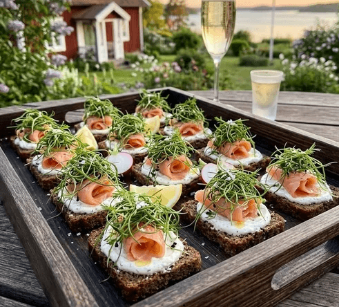 Klassiska laxsnittar – med späda dillskott odlade på fröer från HCT Seeds