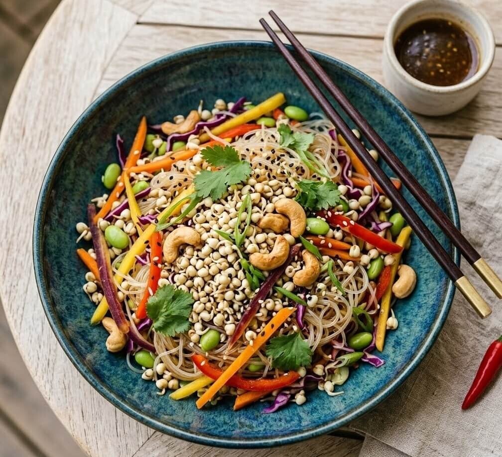 Härligt fräsch sallad med groddar och mikrogrönt som är odlade på fröer från HCT Seeds