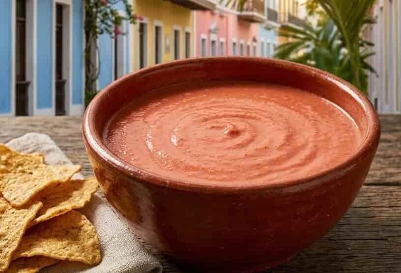 Tropisk salsa med röda linsskott (mikrogrönt) och nachochips. Odla egna microgreens med fröer från HCT Seeds.