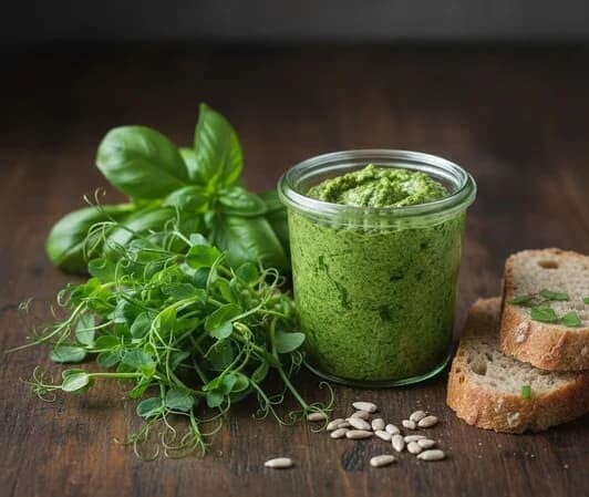 Härligt fräsch ärtskottspesto odlade på ärtor från - HCT Seeds