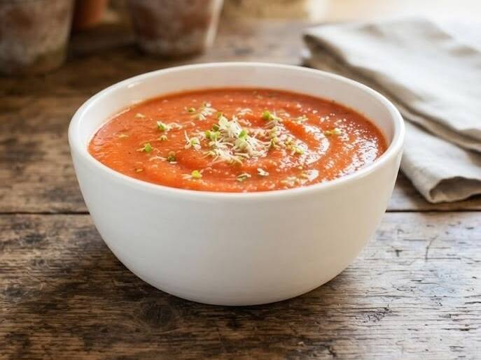 En fräsch, helt slät tomatsalsa som lyfts av krispiga, inblandade bitar av daikon-rädisskott för en spännande smakprofil.