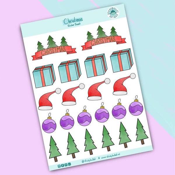 Kerst stickervel 1 - 22 stickers