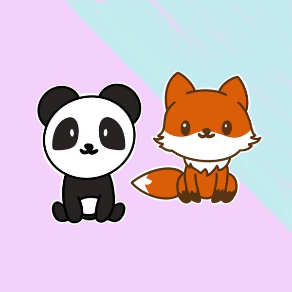 Schattige vos of panda sticker // kras- en spatbestendig