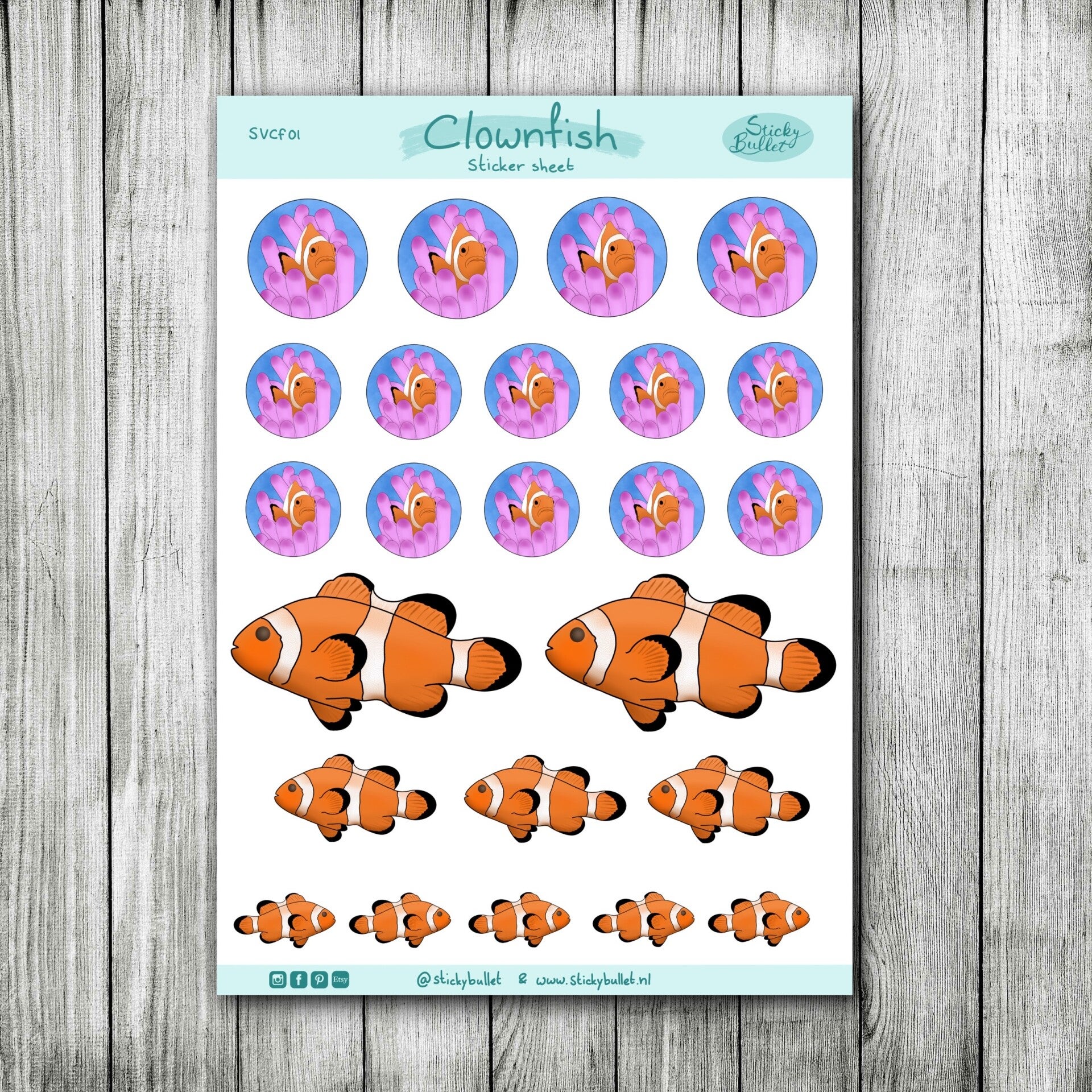 Clownvis Stickers - Diverse varianten
