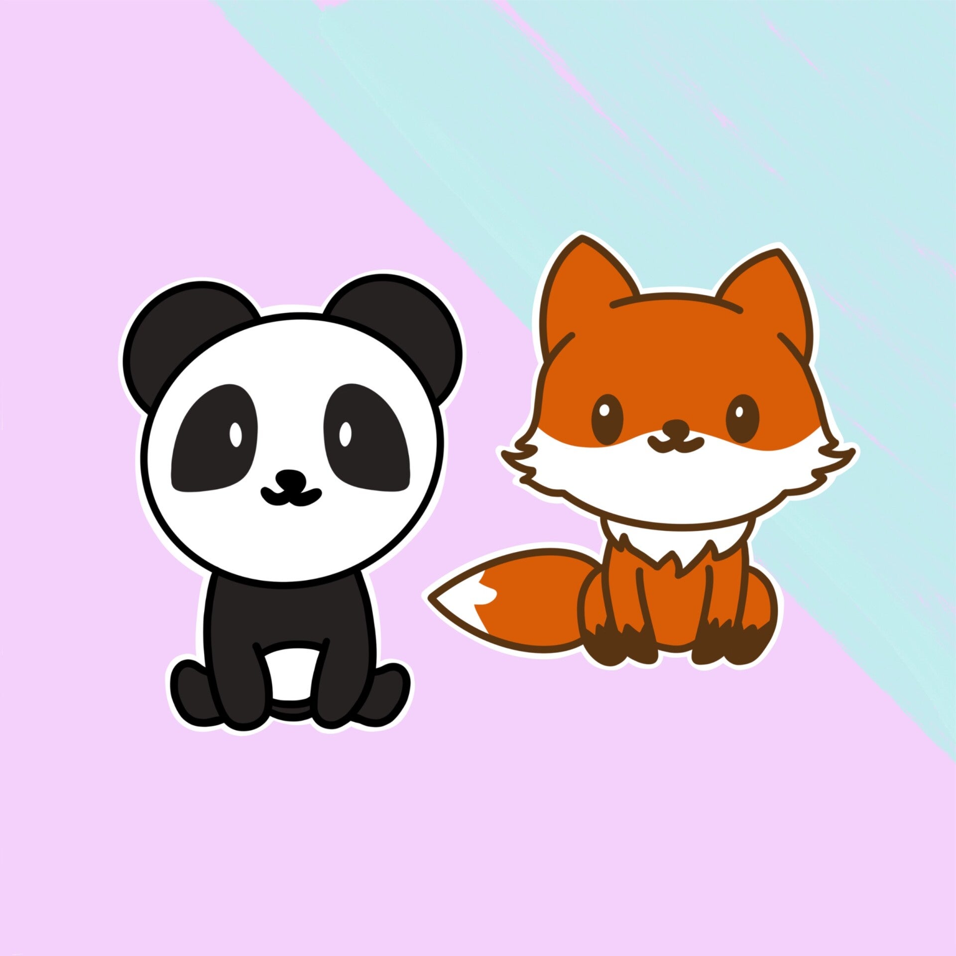 Schattige vos of panda sticker // kras- en spatbestendig