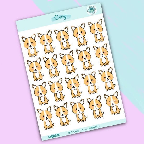 Corgi stickervel - 20 stickers