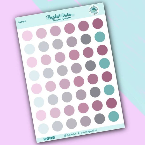 Pastel Dots Planner Stickers - 48 Stickers - A6