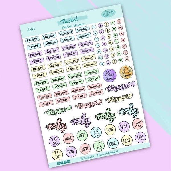 Pastel planner stickers - 99 stickers