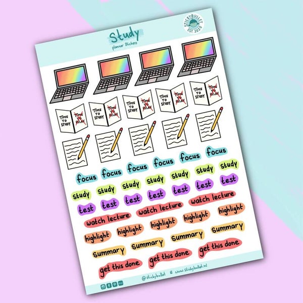 Study - Planner stickers - 49 stickers