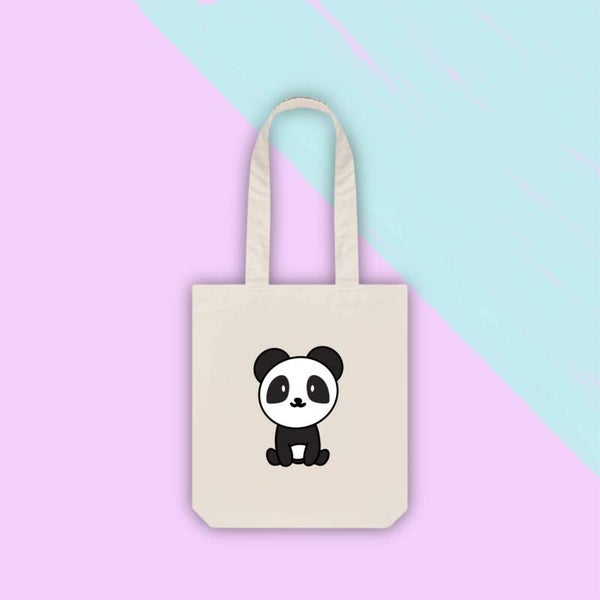 Panda Shopper - Zeefdruk - Ecologische katoenen draagtas