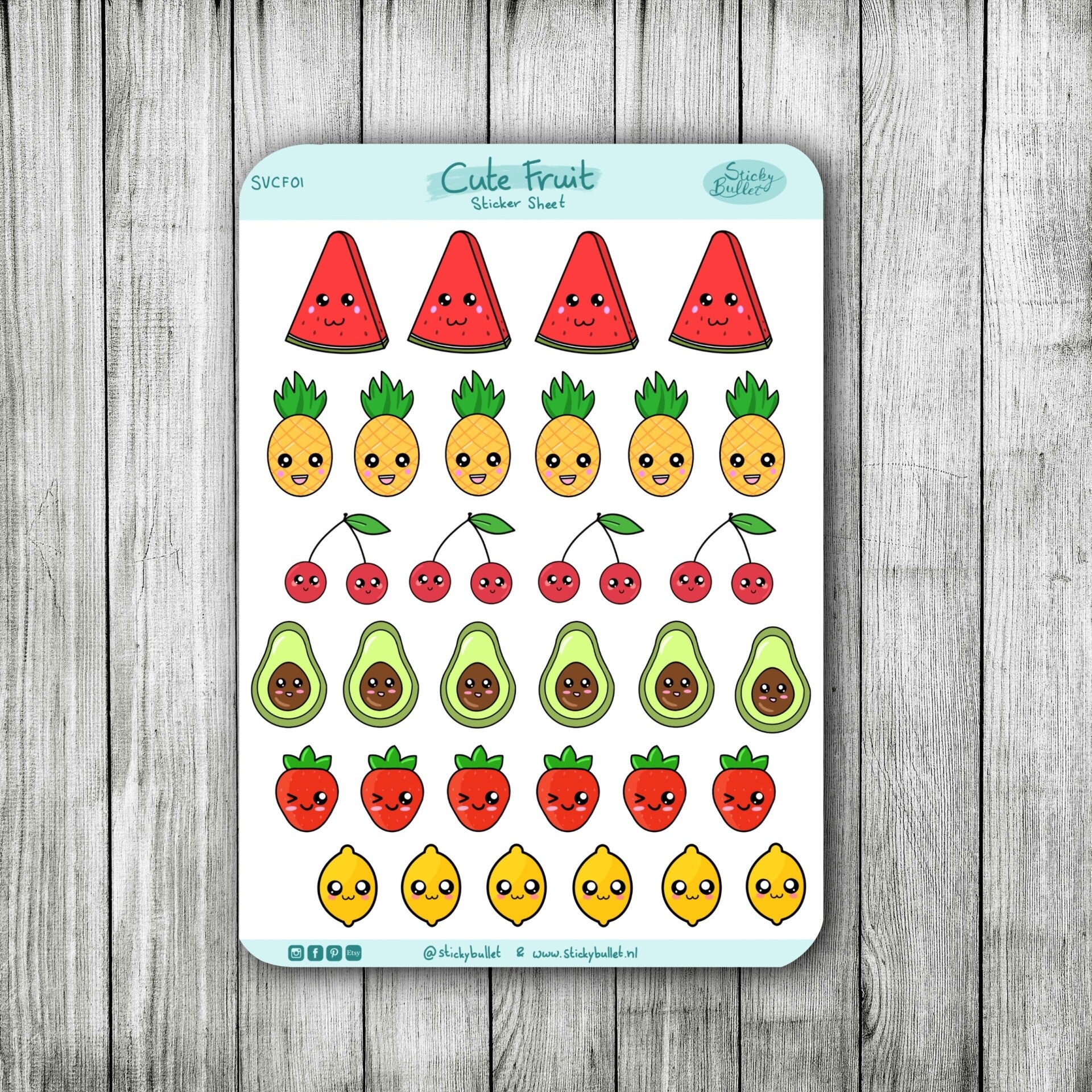 Kawaii Fruit - 32 stickers - A6