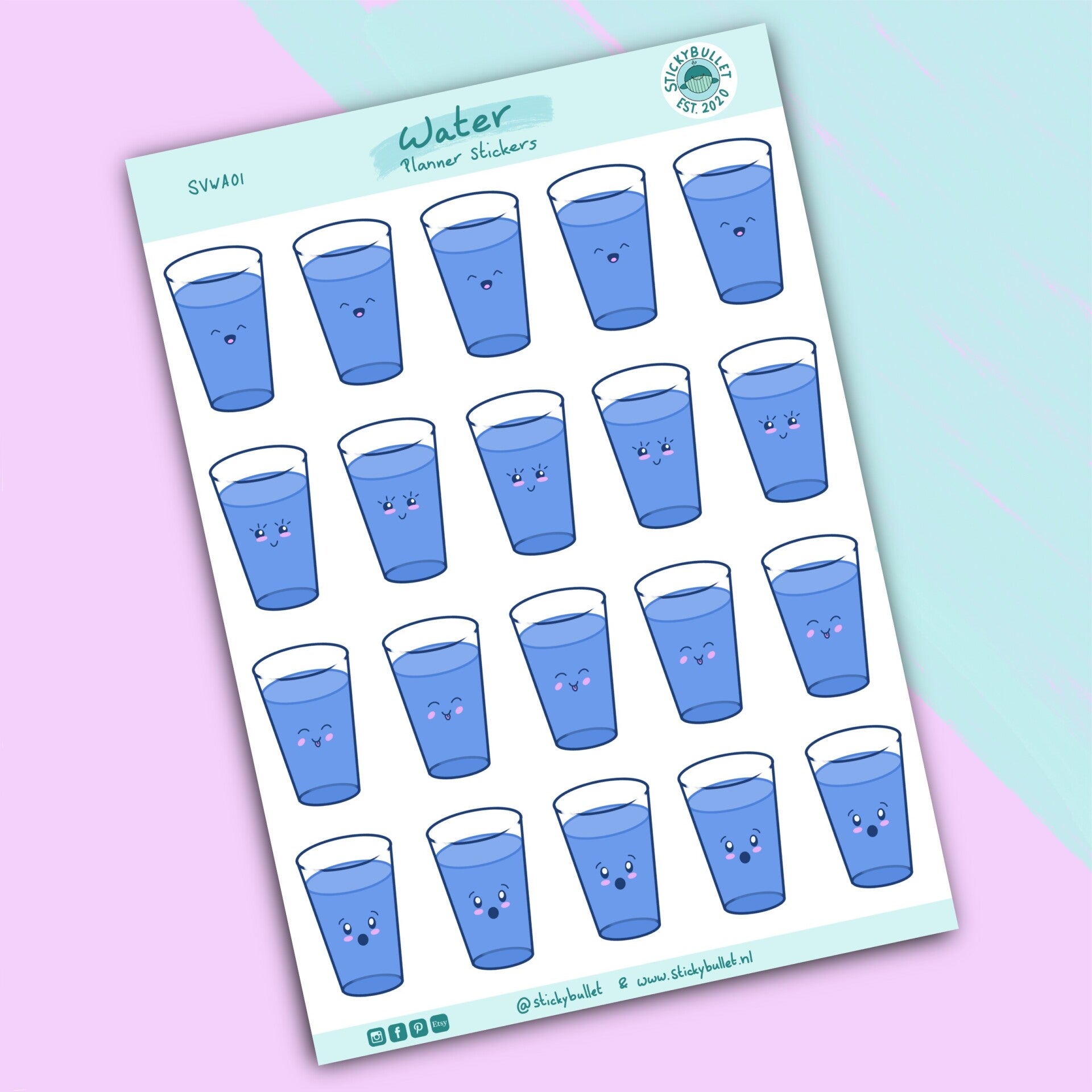 Water - Planner Stickers A6 - 20 stickers