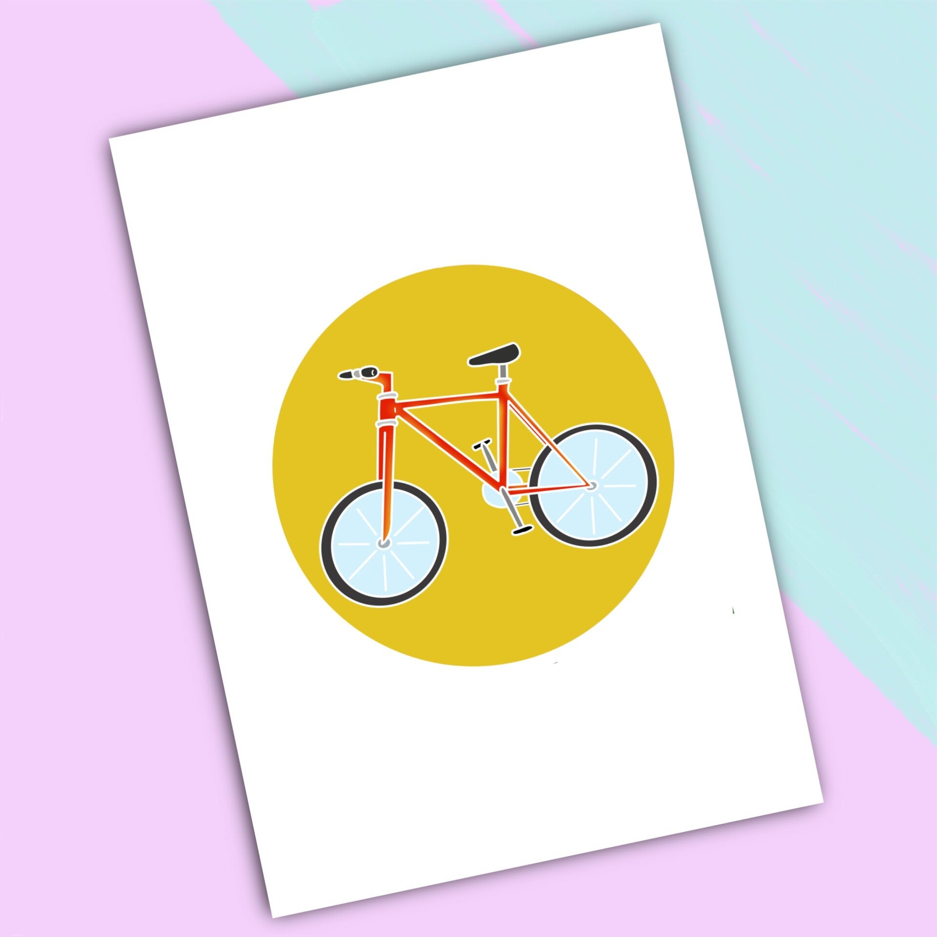 Op de fiets - Wenskaart