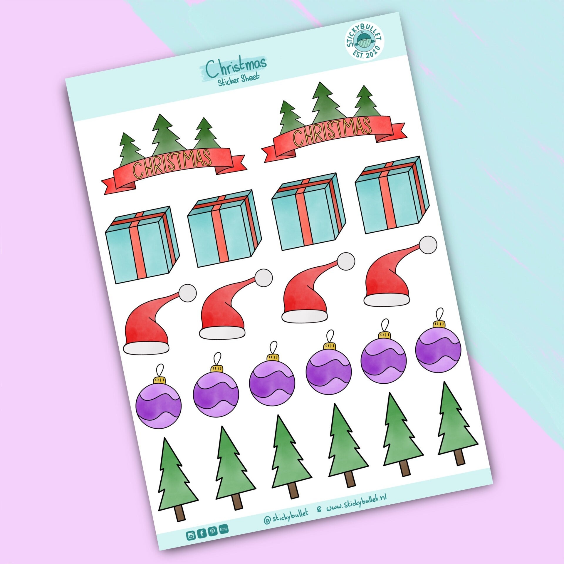 Kerst stickervel 1 - 22 stickers