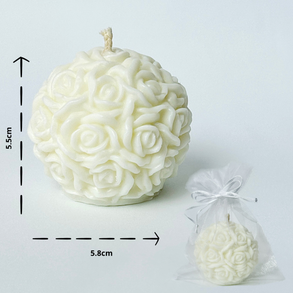 Świeca sojowa Kula kwiatowa 75g, kolor naturalny mleczny
