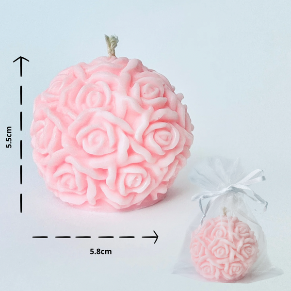 Świeca sojowa Kula kwiatowa 75g, kolor neonowy róż