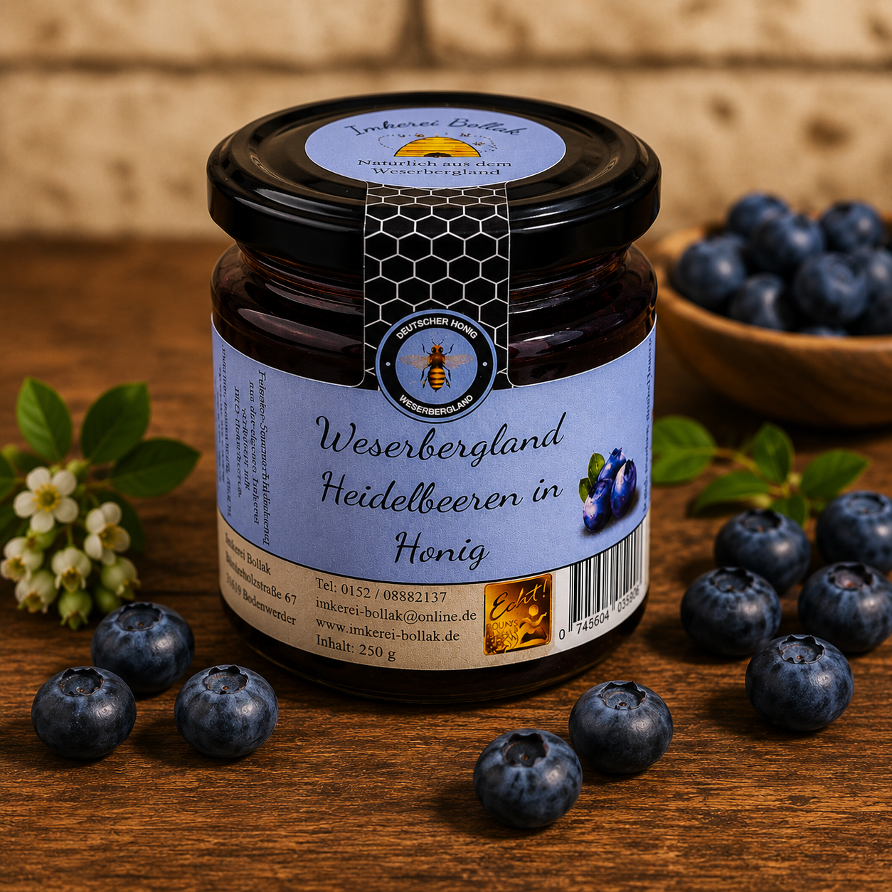 Heidelbeeren in Honig