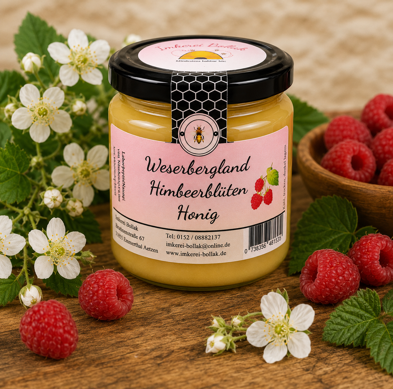 ​Himbeerblütenhonig – 94% Reinheit aus dem Weserbergland