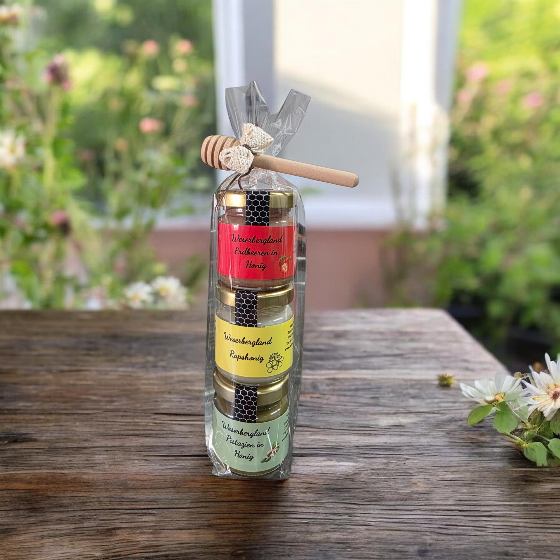 Honig-Geschenkset „Kleines Dankeschön“ (3x 50g + Honiglöffel)