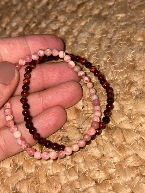 Rhodocrosite & Rotes Tigerauge Armband
