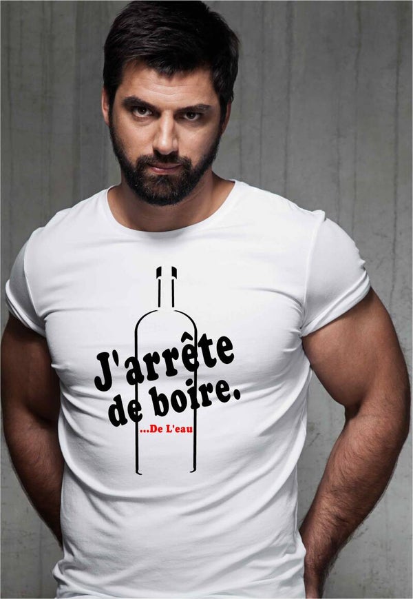 T-Shirt homme « J’arrête de boire….de l’eau »
