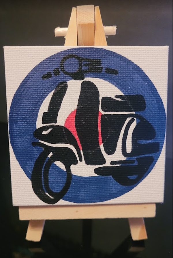 Mini Canvas Mod Sign With Black Vespa Silhouette