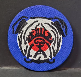 Mini Canvas Fridge Magnet Mod Sign With Black Bulldog Silhouette