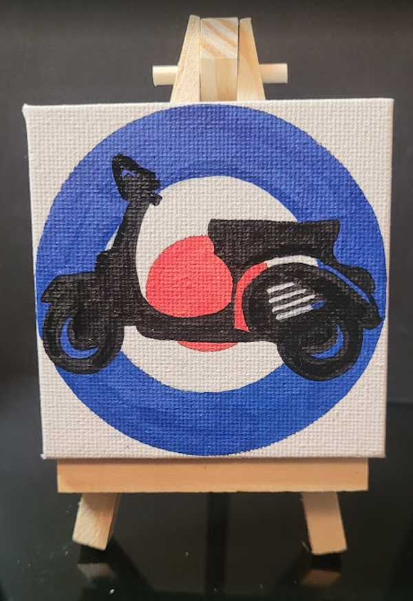 Mini Canvas Mod Sign With Black Lambretta Silhouette