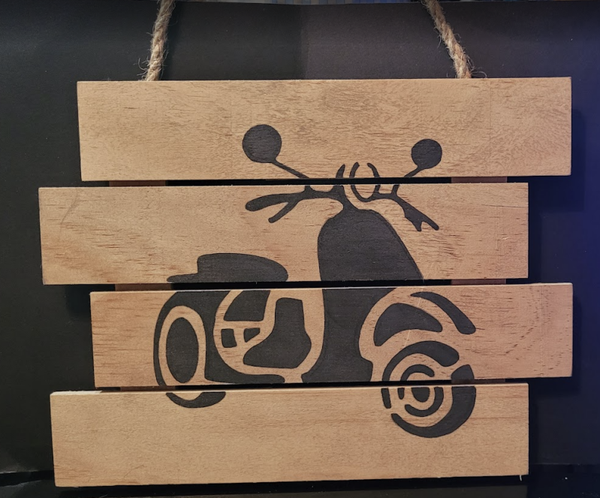 Wood Wall Hanger with Scooter Motif